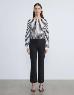 Sale Lafayette 148 New York Acclaimed Stretch Manhattan Slim Flared Pant Black