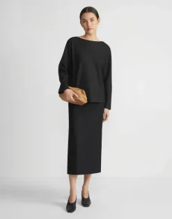 Hot Lafayette 148 New York Boiled Wool-Cashmere Jersey Bateau Neck Top Black