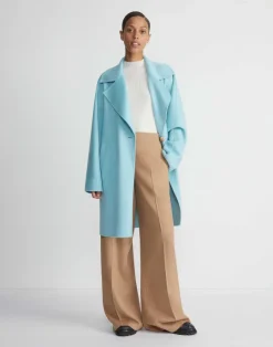 Sale Lafayette 148 New York Brushed Cashmere Double Face Oversized Coat Sea Grass