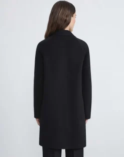 New Lafayette 148 New York Cashmere Double Face Oversized Car Coat Black