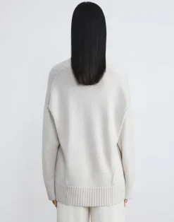 Discount Lafayette 148 New York Cashmere Ribbed V-Neck Sweater Grey Heather