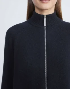 Outlet Lafayette 148 New York Cashmere Zip Front Cardigan Black