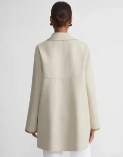 New Lafayette 148 New York Cotton Double Face Reversible Car Coat Khaki/Cloud