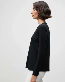 Online Lafayette 148 New York Cotton Jersey Modern Long Sleeve Tee White