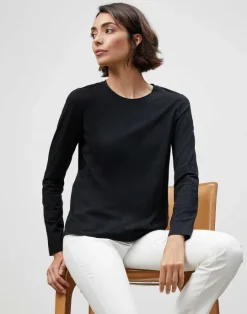 Online Lafayette 148 New York Cotton Jersey Modern Long Sleeve Tee White