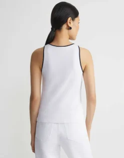 Clearance Lafayette 148 New York Cotton Rib Tipped Racerback Tank White