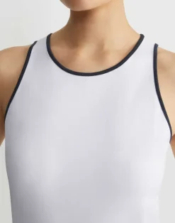 Clearance Lafayette 148 New York Cotton Rib Tipped Racerback Tank White