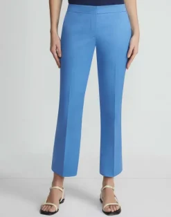 Clearance Lafayette 148 New York Cotton Sateen Manhattan Flared Cropped Pant Black