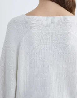Hot Lafayette 148 New York Cotton-Silk Tape Wide V-Neck Dolman Sweater Black