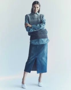 Online Lafayette 148 New York Denim Yarn Sweater Vest Denim Multi