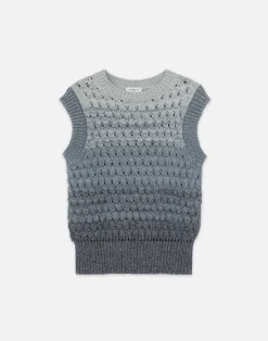 Online Lafayette 148 New York Denim Yarn Sweater Vest Denim Multi