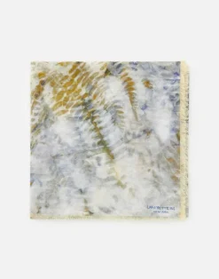 Hot Lafayette 148 New York Eco Fern Print Cotton-Silk Scarf Sky Blue Multi