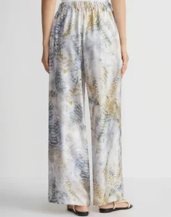 Sale Lafayette 148 New York Eco Fern Print Silk Twill Riverside Pant Bluestone Multi