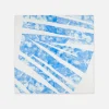 Lafayette 148 New York Eco Flora Print Silk Scarf Sky Blue Multi