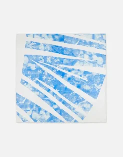 Lafayette 148 New York Eco Flora Print Silk Scarf Sky Blue Multi