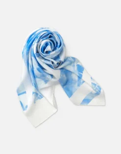Lafayette 148 New York Eco Flora Print Silk Scarf Sky Blue Multi