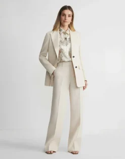 Best Lafayette 148 New York Eco Leaves Print Silk Twill Buttoned Blouse Pebble Multi