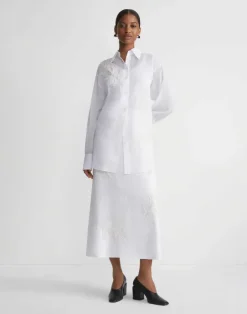 Hot Lafayette 148 New York Embroidered Flora Linen Skirt White