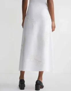Hot Lafayette 148 New York Embroidered Flora Linen Skirt White