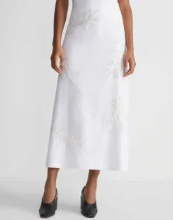 Hot Lafayette 148 New York Embroidered Flora Linen Skirt White