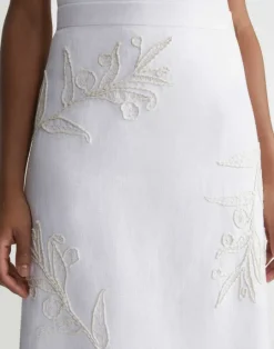 Hot Lafayette 148 New York Embroidered Flora Linen Skirt White