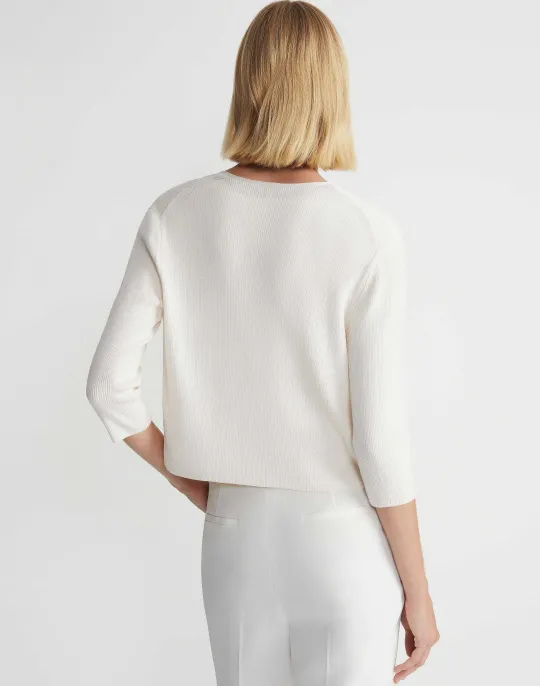 Hot Lafayette 148 New York Finespun Voile Open-Front Cropped Cardigan Pale Blue