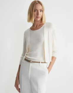 Hot Lafayette 148 New York Finespun Voile Open-Front Cropped Cardigan Pale Blue