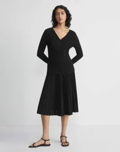 Online Lafayette 148 New York Finespun Voile Pleat Stitch Skirt Black