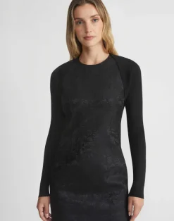 Outlet Lafayette 148 New York Finespun Voile Ponti Stitch Shrug Black