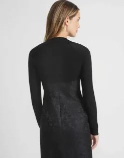 Outlet Lafayette 148 New York Finespun Voile Ponti Stitch Shrug Black
