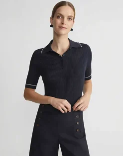 Best Lafayette 148 New York Finespun Voile Tipped Polo Ink Multi