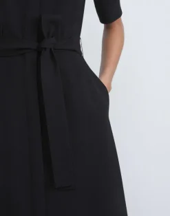 New Lafayette 148 New York Finesse Crepe Belted Shirtdress Seawater