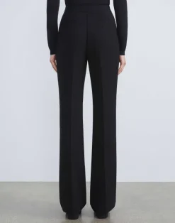 Lafayette 148 New York Finesse Crepe Gates Side-Zip Flared Pant Navy