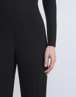 Lafayette 148 New York Finesse Crepe Gates Side-Zip Flared Pant Navy