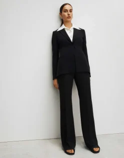 Online Lafayette 148 New York Finesse Crepe Gates Side-Zip Flared Pant Navy