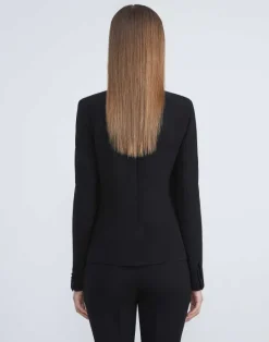 Lafayette 148 New York Finesse Crepe Single Button Blazer Black