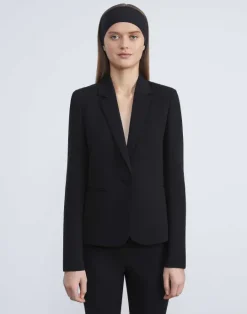 Lafayette 148 New York Finesse Crepe Single Button Blazer Black