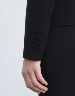 Lafayette 148 New York Finesse Crepe Single Button Blazer Black