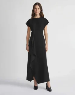 Lafayette 148 New York Finesse Crepe Tie Front Dress Black