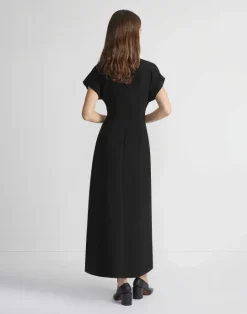 Lafayette 148 New York Finesse Crepe Tie Front Dress Black