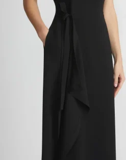 Lafayette 148 New York Finesse Crepe Tie Front Dress Black