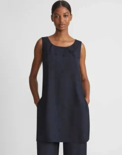 Discount Lafayette 148 New York Flora Bloom Cloqu Jacquard Viscose Tunic Blouse Navy