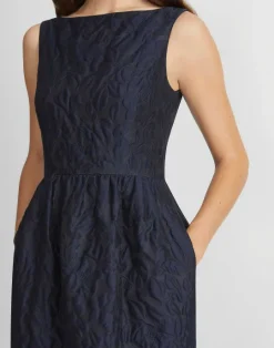 Best Lafayette 148 New York Flora Bloom Cloqu Jacquard Cotton-Silk Midi Dress Midnight Blue