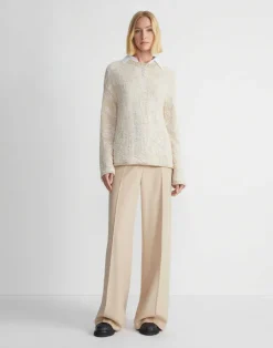 Clearance Lafayette 148 New York Flora Bloom Cotton-Silk Tape Textured Stitch Sweater Pampas Plume Multi