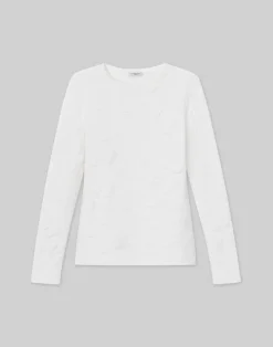 Outlet Lafayette 148 New York Flora Jacquard Responsible Fine Gauge Merino-Viscose Sweater Cloud