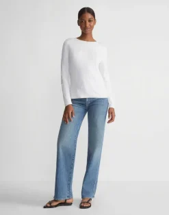 Outlet Lafayette 148 New York Flora Jacquard Responsible Fine Gauge Merino-Viscose Sweater Cloud