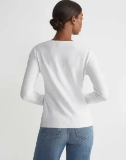 Outlet Lafayette 148 New York Flora Jacquard Responsible Fine Gauge Merino-Viscose Sweater Cloud