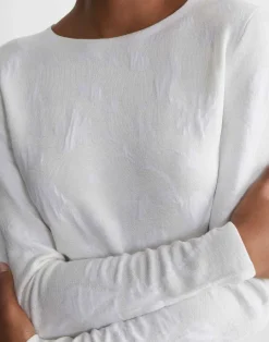 Outlet Lafayette 148 New York Flora Jacquard Responsible Fine Gauge Merino-Viscose Sweater Cloud