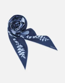 Hot Lafayette 148 New York Flora Print Silk Diamond Scarf Midnight Blue Multi