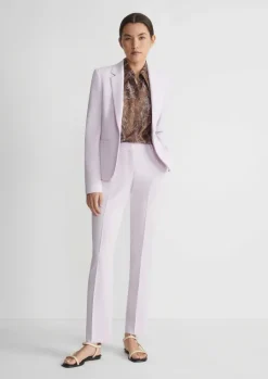 Lafayette 148 New York Flora Print Silk Twill Point Collar Blouse Deep Acorn Multi